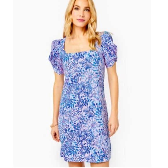 Lilly Pulitzer Dresses & Skirts - ⭐️NWT!⭐️Lilly Pulitzer Haydn Mini Dress in Calla Lilly Pink w Puff Sleeves Sz XS